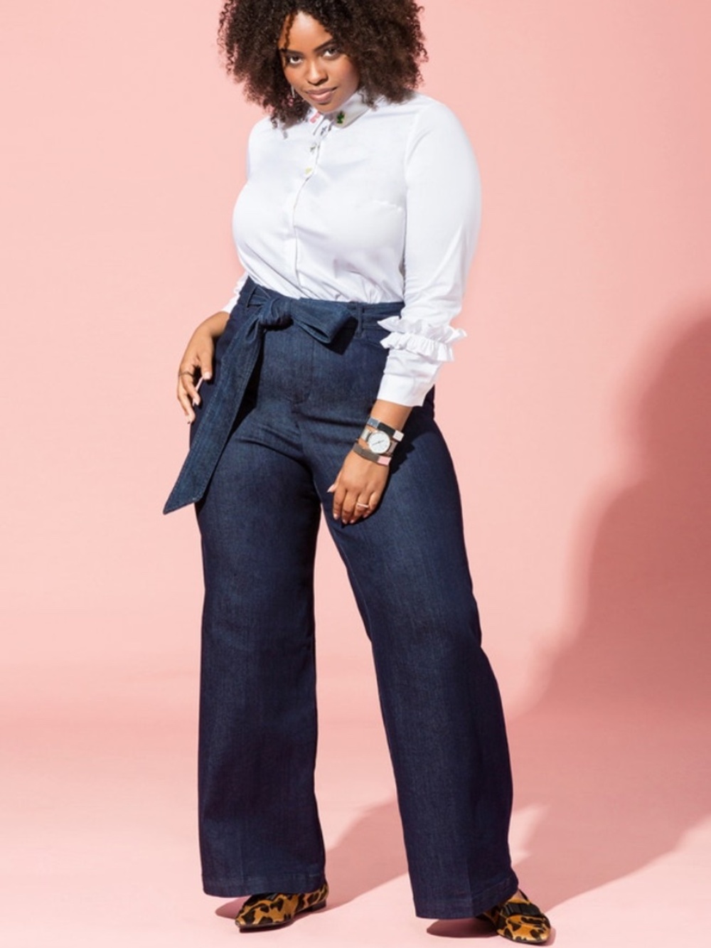 *FIRM PRICE* Eloquii Repreve Belted Wide Leg Trouser Jeans Tall